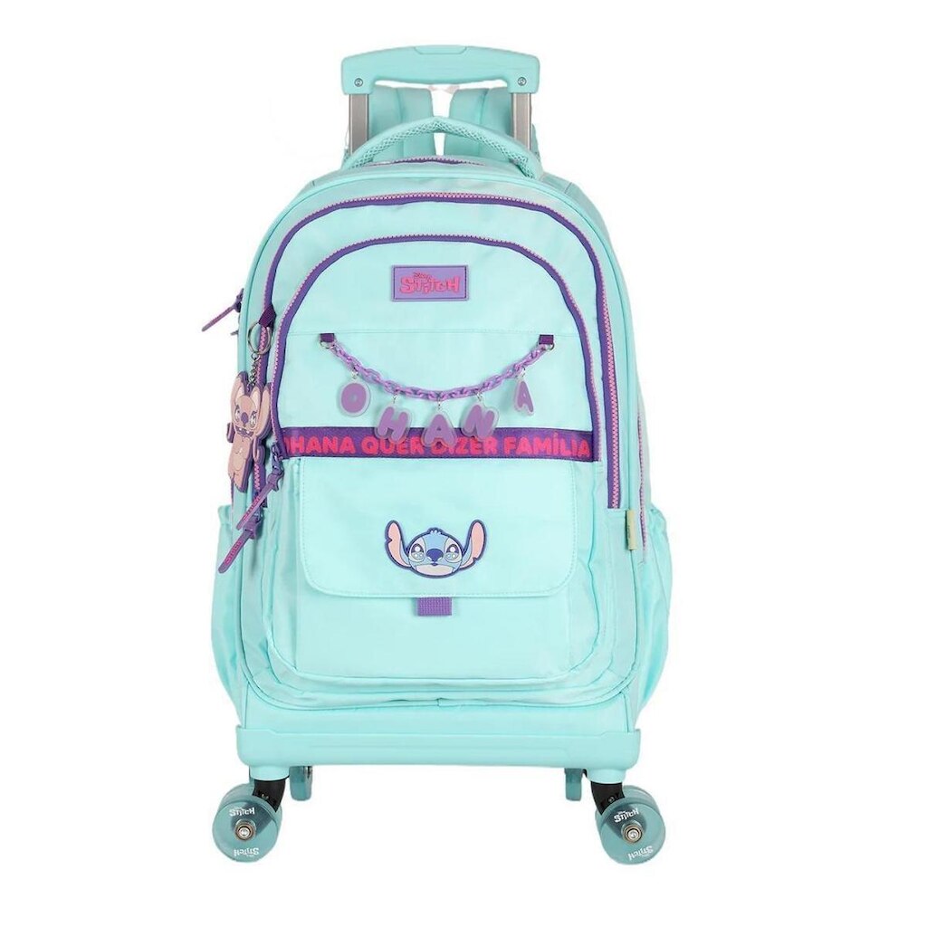 MOCHILA LUXCEL INFANTIL STITCH OHANA COM RODAS MC50082SC