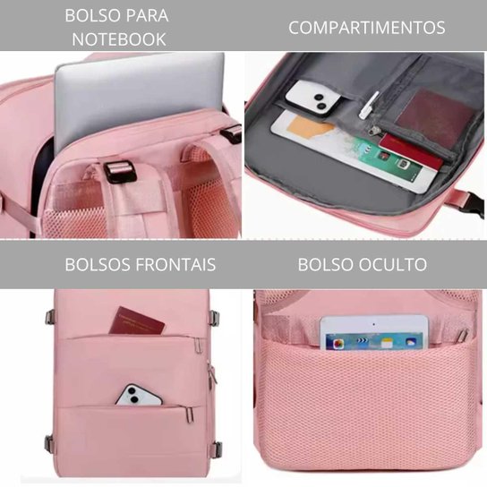 Mochila Mala Bolsa Expansiva Notebook USB para Viagem Escola Academia Trabalho Esporte