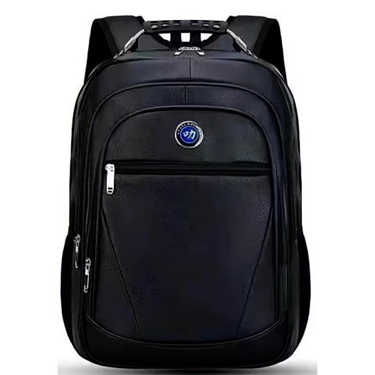 Mochila Masculina Couro Sintético Impermeável Bolso Para Notebook Trabalho Faculdade Dia a Dia - Preto Menor preço em Mochila Masculina Couro Sintético Impermeável Bolso Para Notebook Trabalho Faculdade Dia a Dia - Preto
