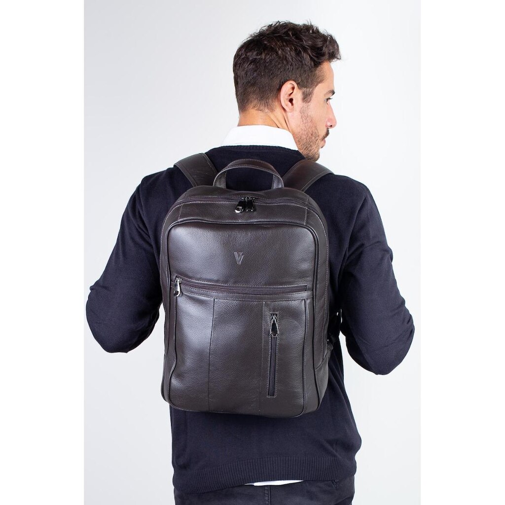 Mochila masculina em couro para notebook Murilo