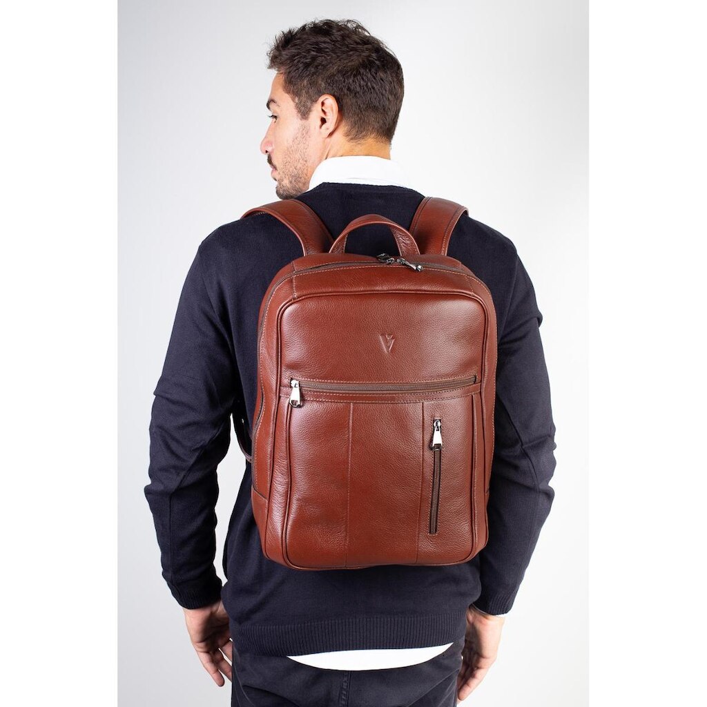 Mochila masculina em couro para notebook Murilo