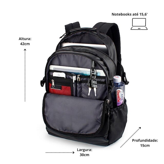 Mochila Masculina Executiva Antifurto Impermeável Notebook Crosswave Trabalho Resistente 20 Litros