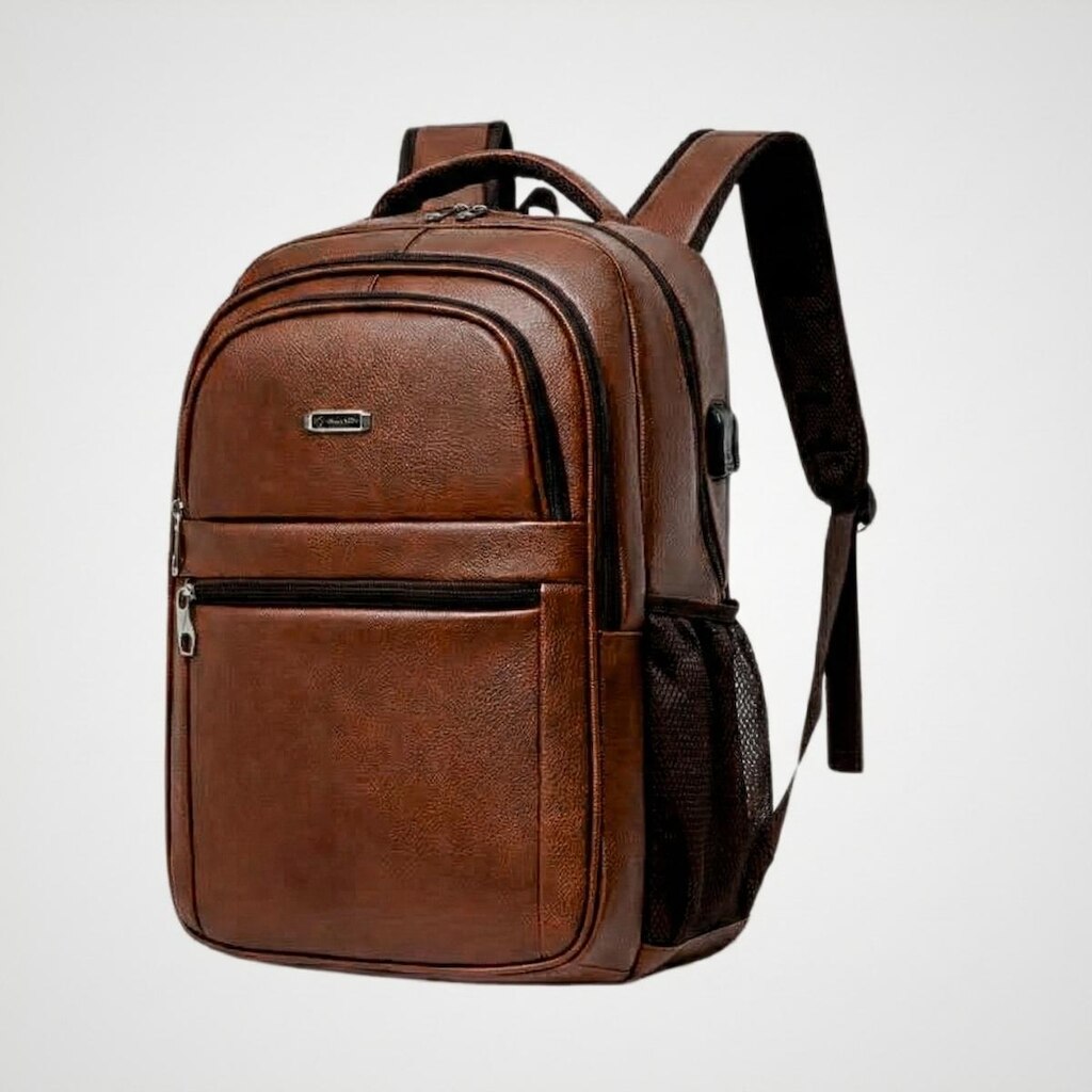 Mochila Masculina Executiva Couro 33L Resistente Para Trabalho Faculdade