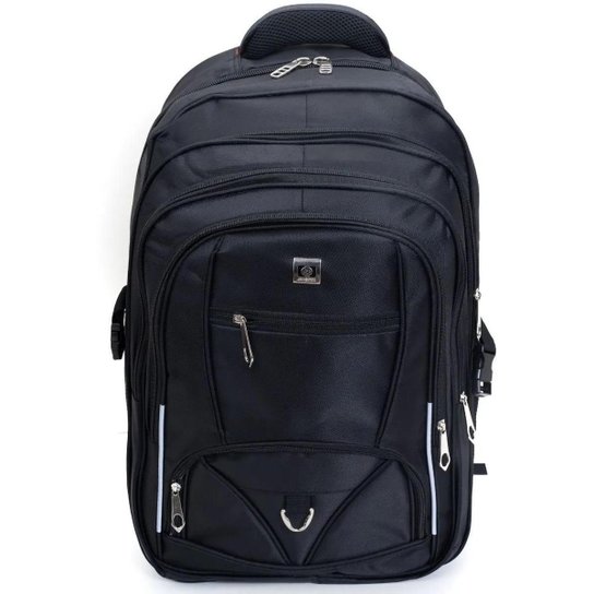 Mochila Masculina Motoboy Viagem Grande Reforçada Preta - Preto Menor preço em Mochila Masculina Motoboy Viagem Grande Reforçada Preta - Preto
