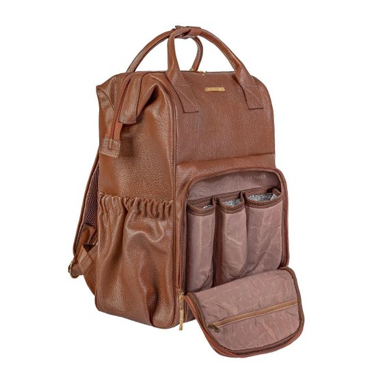 Mochila maternidade de couro liso Vitta