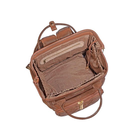 Mochila maternidade de couro liso Vitta
