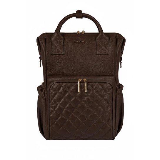Mochila maternidade de couro liso Vitta