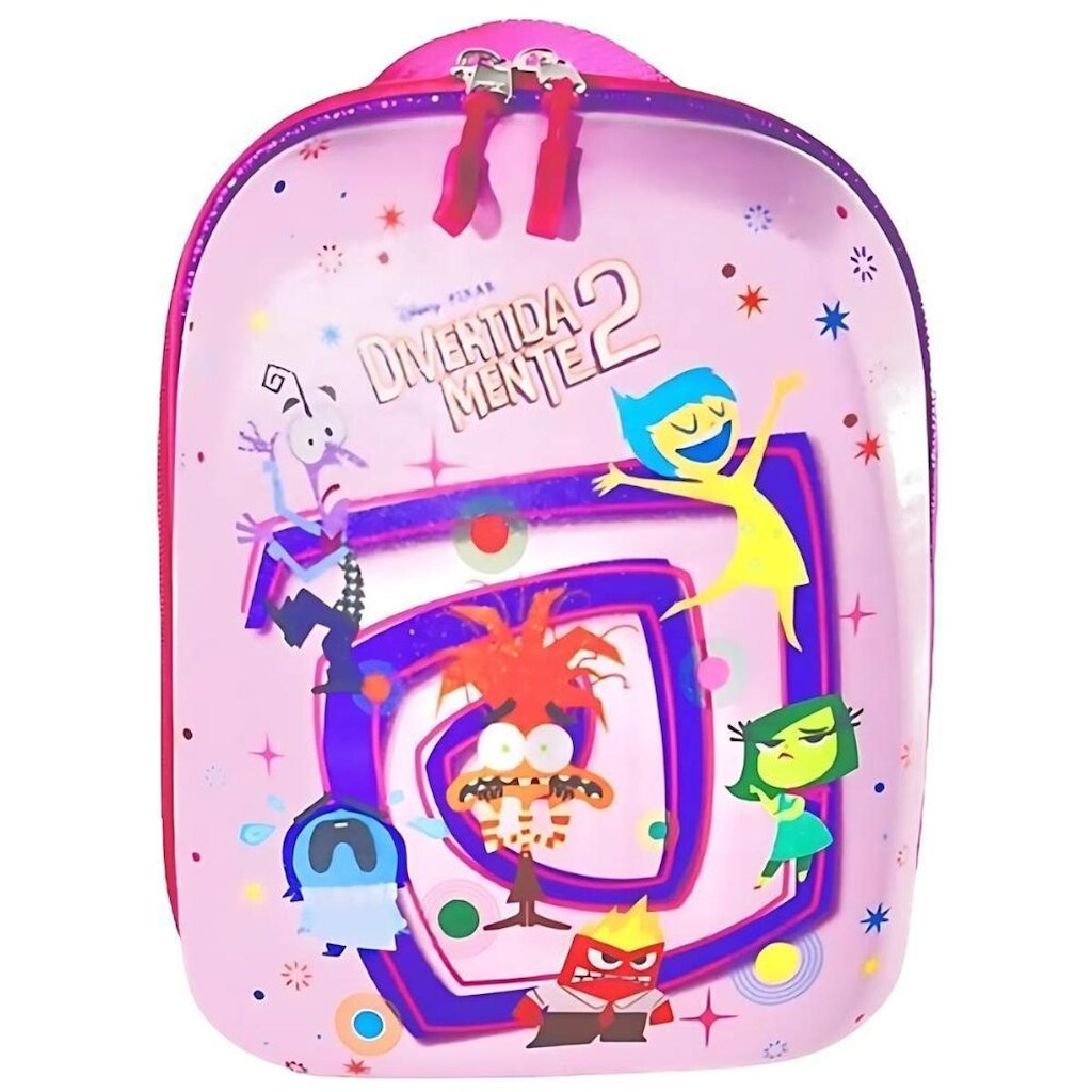 Mochila MaxToy Escolar Divertidamente Roleta Rosa