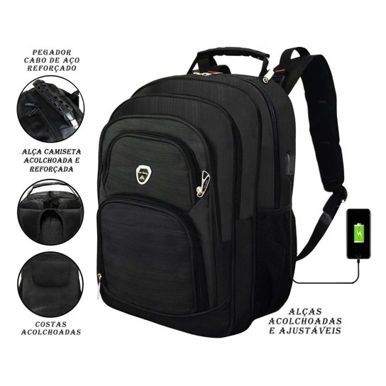 Mochila Notebook Executiva Reforçada Masculna Trabalho Viagem Faculdade Escola - Preto é ruim? Mochila Notebook Executiva Reforçada Masculna Trabalho Viagem Faculdade Escola - Preto é boa?