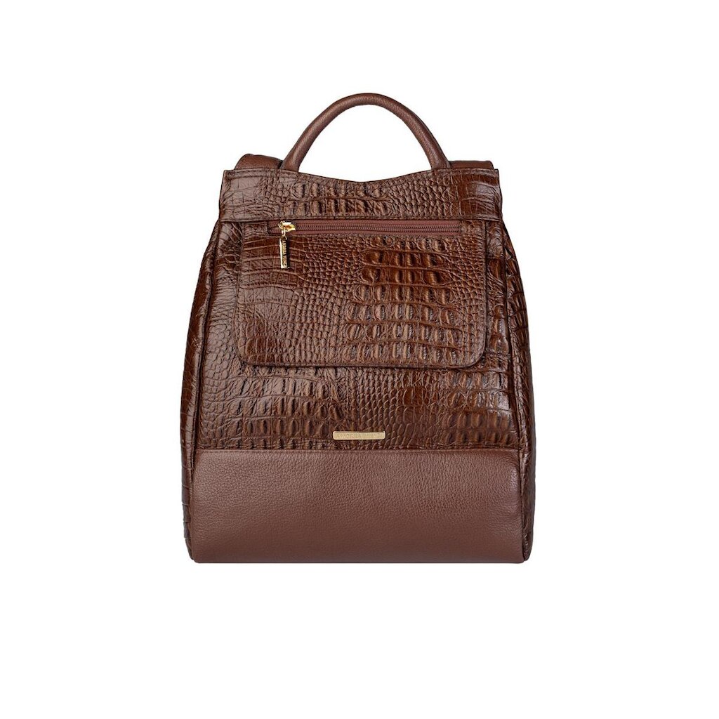Mochila pequena antifurto couro croco Susan