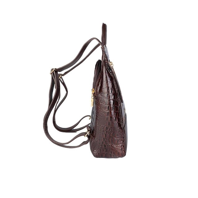 Mochila pequena antifurto couro croco Susan