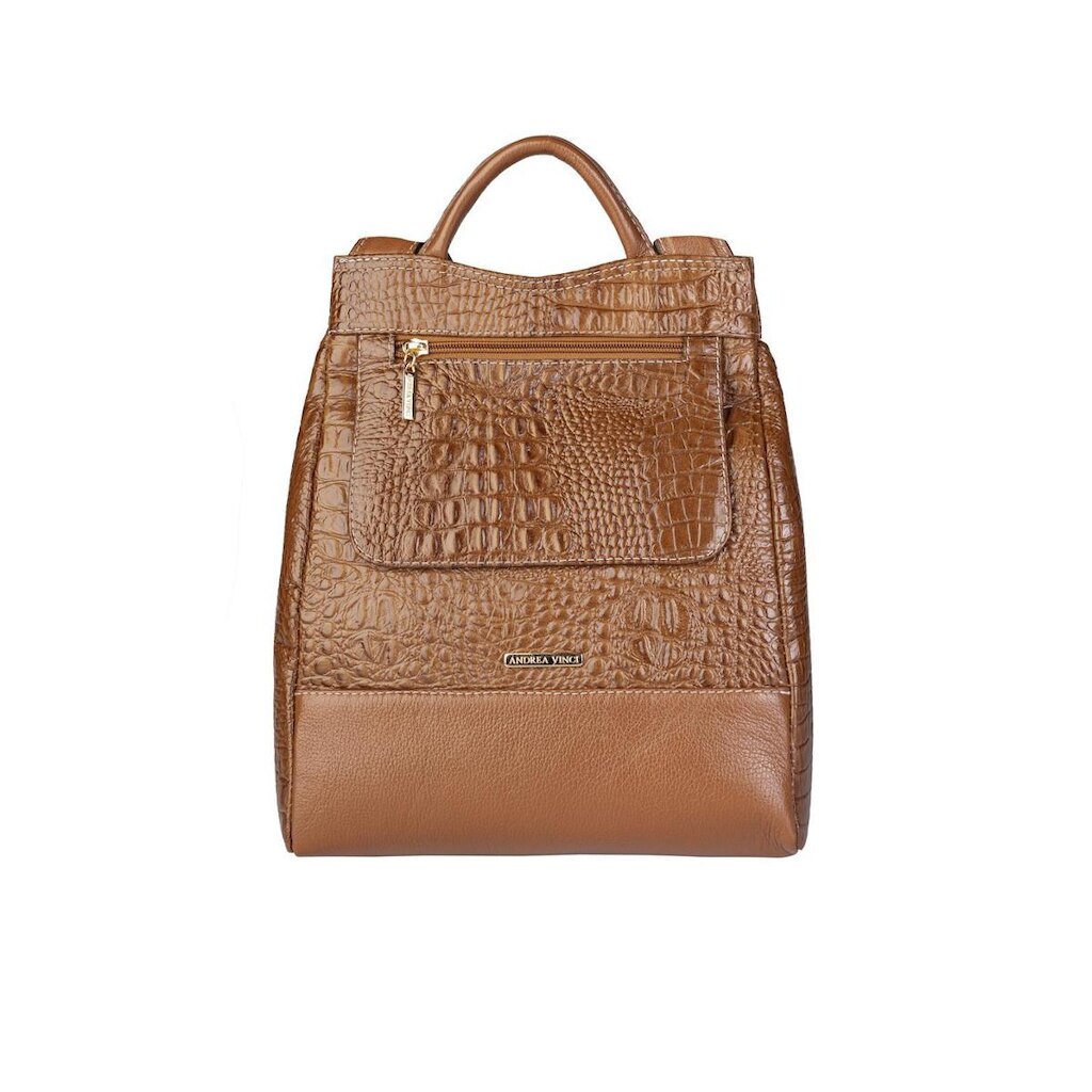 Mochila pequena antifurto couro croco Susan