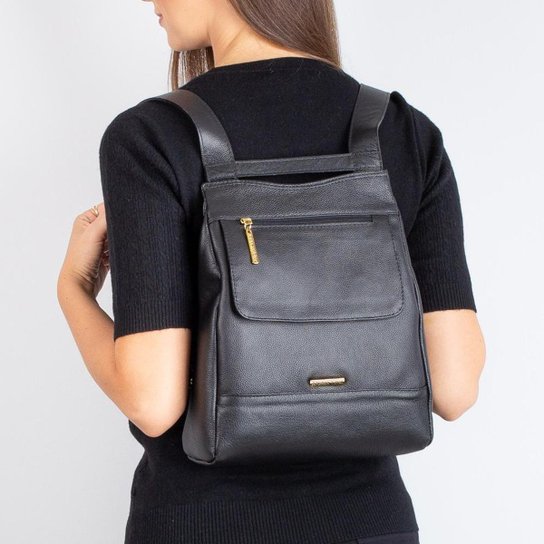 Mochila pequena antifurto de couro Susan - Preto Menor preço em Mochila pequena antifurto de couro Susan - Preto