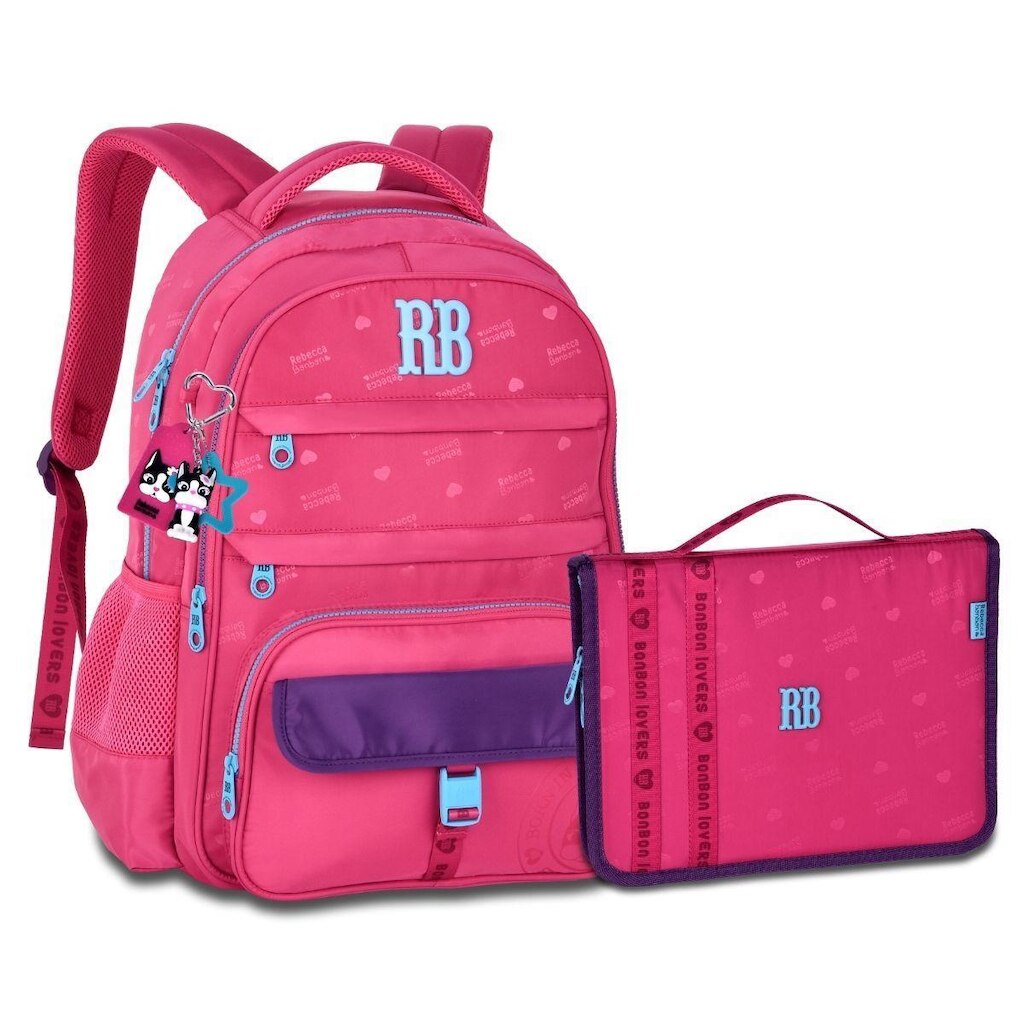 Mochila Resistente com Estojo Fichário Grande Kit Rebecca Bonbon