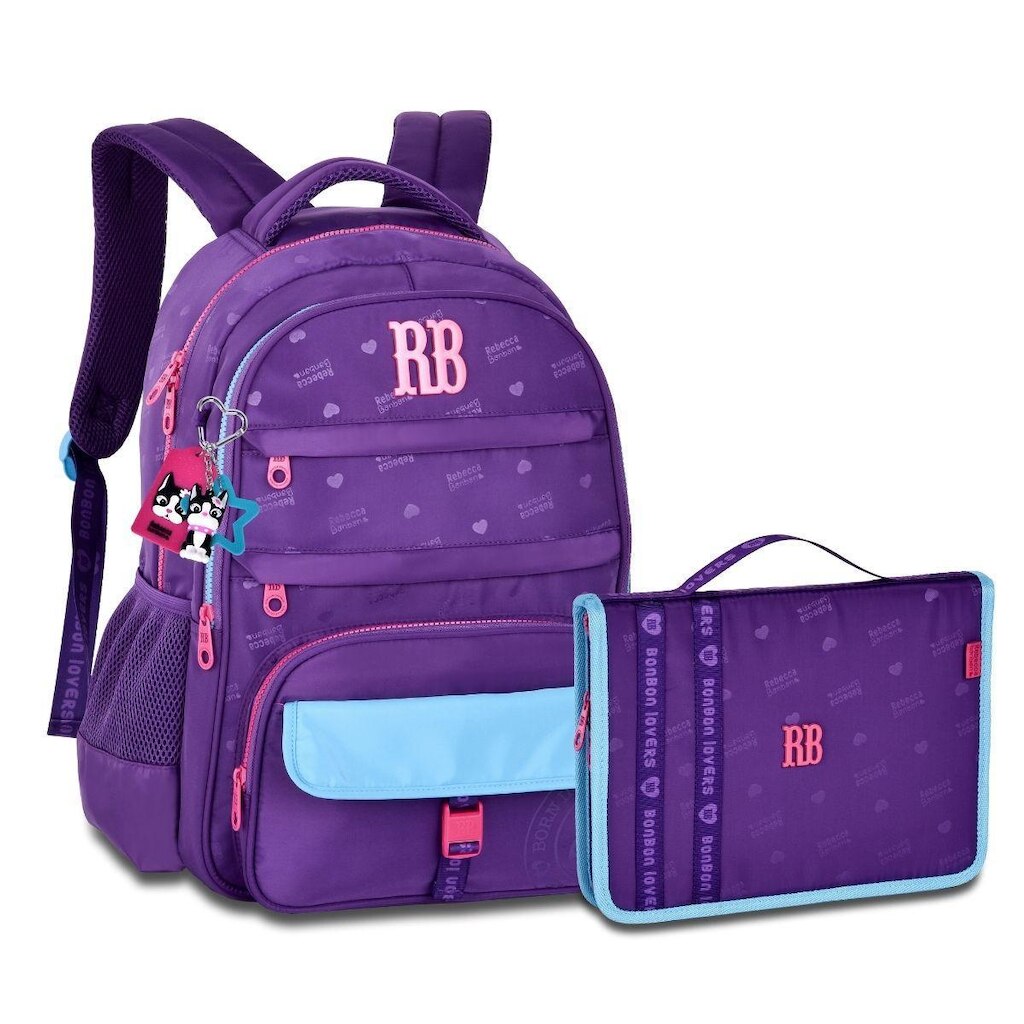 Mochila Resistente com Estojo Fichário Grande Kit Rebecca Bonbon