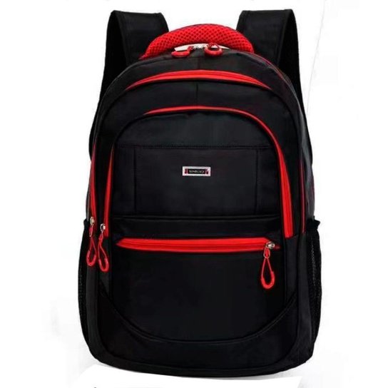 Mochila Resistente Impermeável Com Bolso Para Notebook - Preto+Vermelho Menor preço em Mochila Resistente Impermeável Com Bolso Para Notebook - Preto+Vermelho