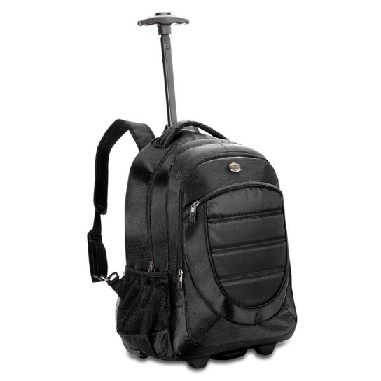 MOCHILA RESISTENTE PARA NOTEBOOK COM RODINHAS VIAGEM OU TRABALHO - Preto Menor preço em MOCHILA RESISTENTE PARA NOTEBOOK COM RODINHAS VIAGEM OU TRABALHO - Preto