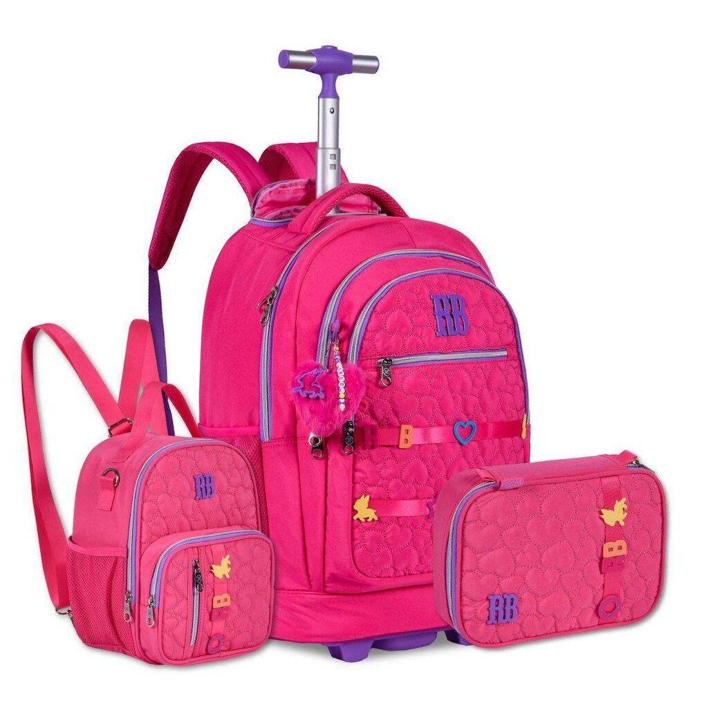 Mochila Rodinha Rebecca Bonbon com Lancheira térmica e Estojo