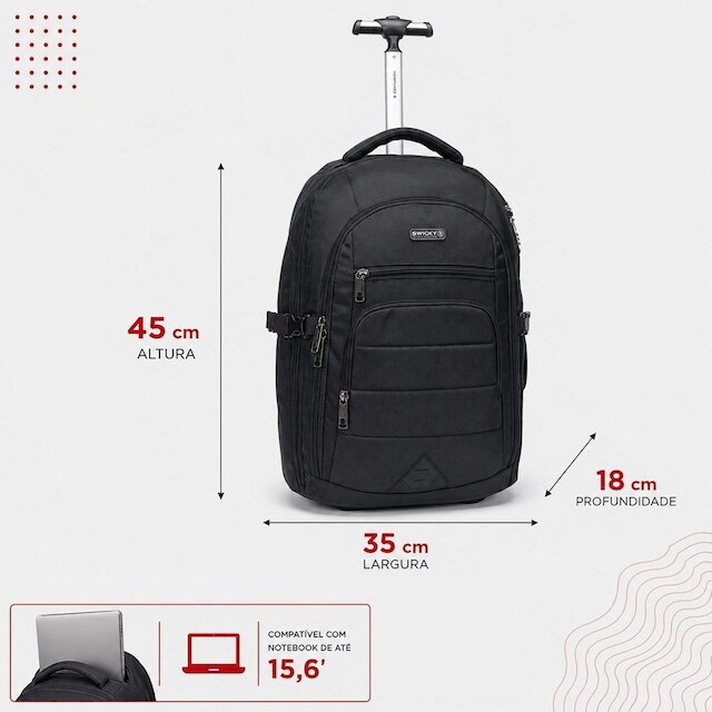 Mochila Rodinhas Swicky Masculina Executiva Resistente Impermeável Trabalho