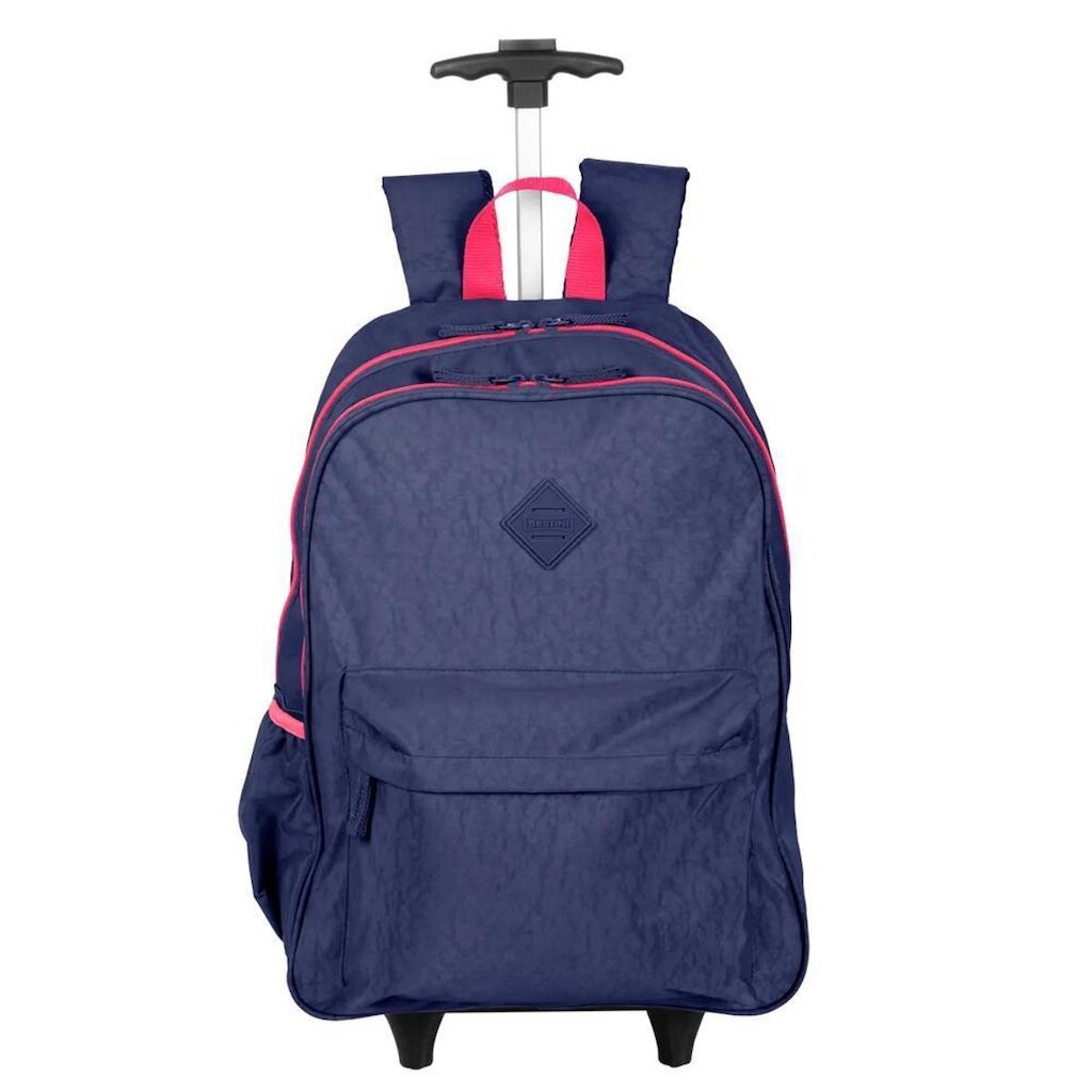 Mochila Sestini Com Carrinho Rolling Crinkle Azul Marinho