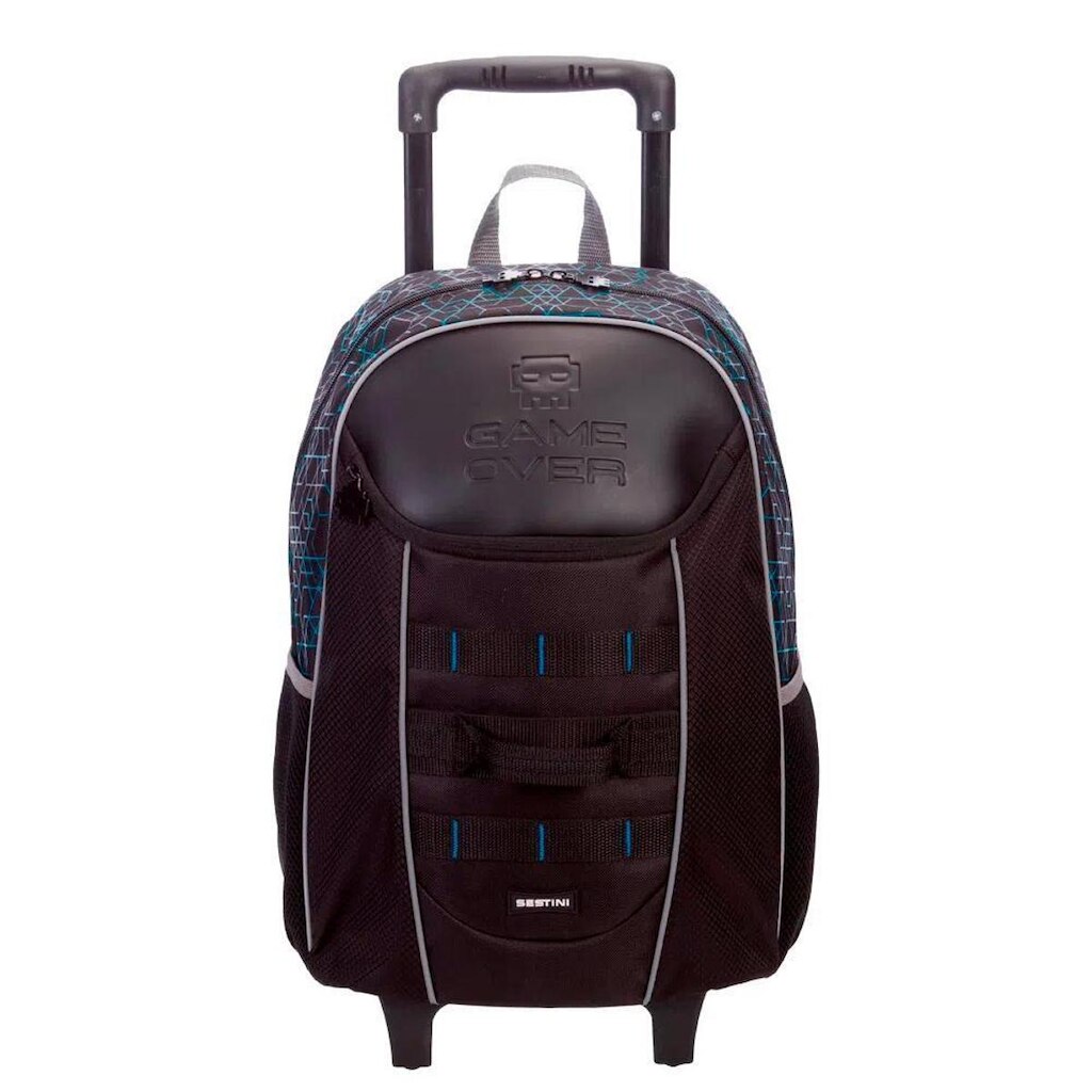 Mochila Sestini Com Rodinhas X Game Over Preto
