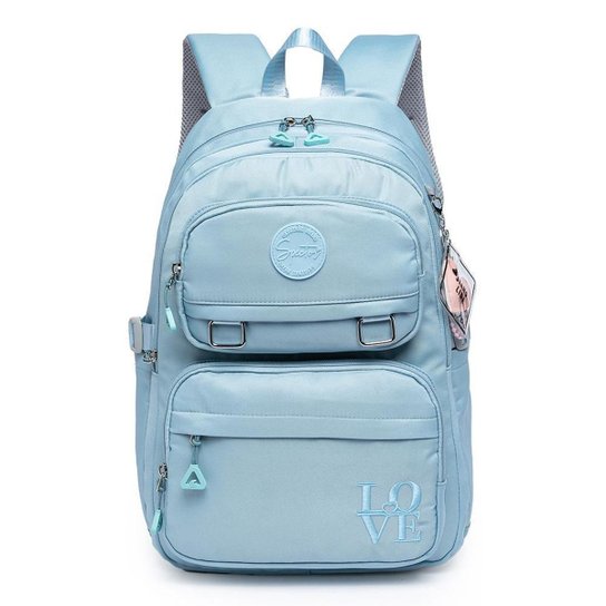 Mochila Spector Feminina Escolar Casual Espaçosa Viagem Resistente - Azul Claro Menor preço em Mochila Spector Feminina Escolar Casual Espaçosa Viagem Resistente - Azul Claro