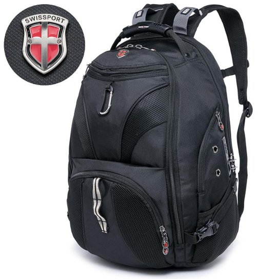Mochila Swissport Executiva Antifurto Moderna Notebook Grande Saída USB Alça Reforçada Impermeável - Preto Menor preço em Mochila Swissport Executiva Antifurto Moderna Notebook Grande Saída USB Alça Reforçada Impermeável - Preto