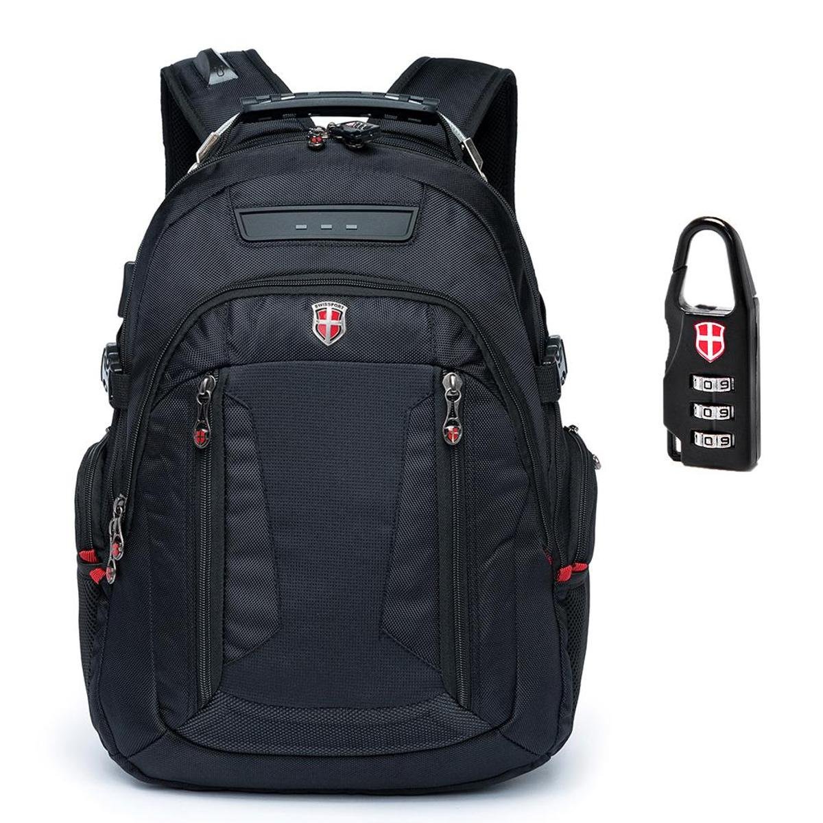 Mochila Swissport P/ Notebook C/ Adaptador de Fone C/ Cadeado Menor preço em Mochila Swissport P/ Notebook C/ Adaptador de Fone C/ Cadeado