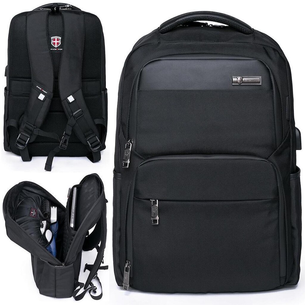 Mochila Swissport Reforçada Antifurto Com Saída USB Moderna