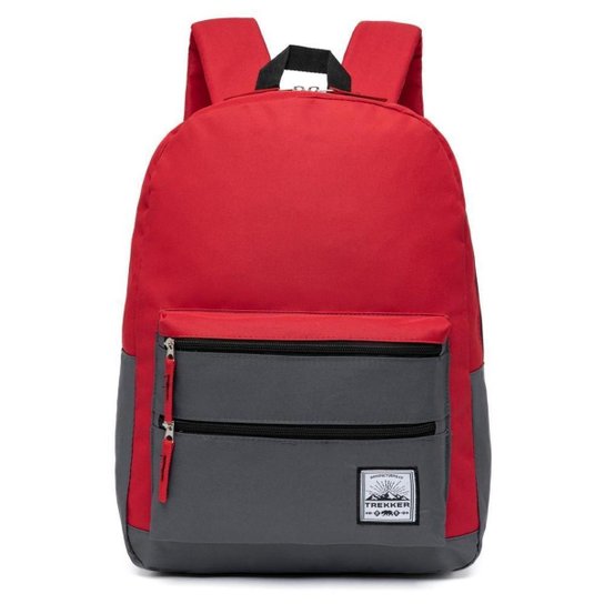Mochila Trekker Bolsa Escolar Notebook Reforçada Espaçosa - Preto+Vermelho Menor preço em Mochila Trekker Bolsa Escolar Notebook Reforçada Espaçosa - Preto+Vermelho