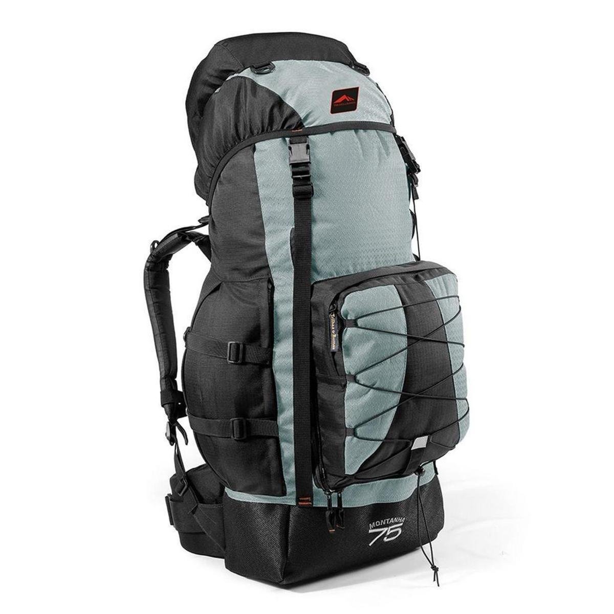 Mochila Trilhas & Rumos Montanha Cinza e Preto 75 Litros - Cinza | Netshoes