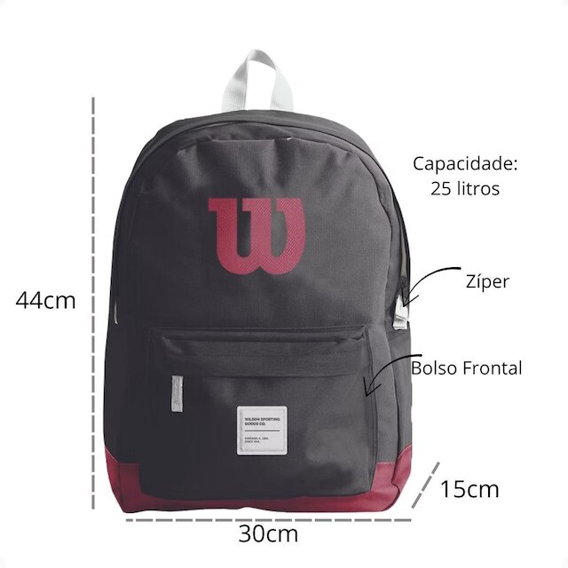 MOCHILA WILSON SPORTING GOODS PRETA ORIGINAL ESCOLAR PASSEIO
