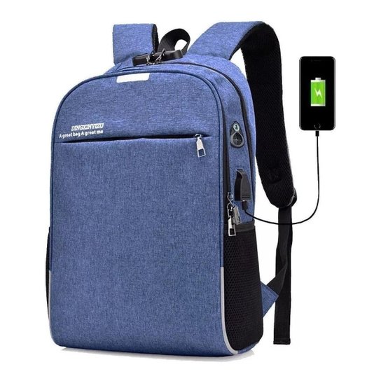 Mochila Yepp Notebook Executiva Anti Furto Senha USB Entrada Fone - Azul Menor preço em Mochila Yepp Notebook Executiva Anti Furto Senha USB Entrada Fone - Azul
