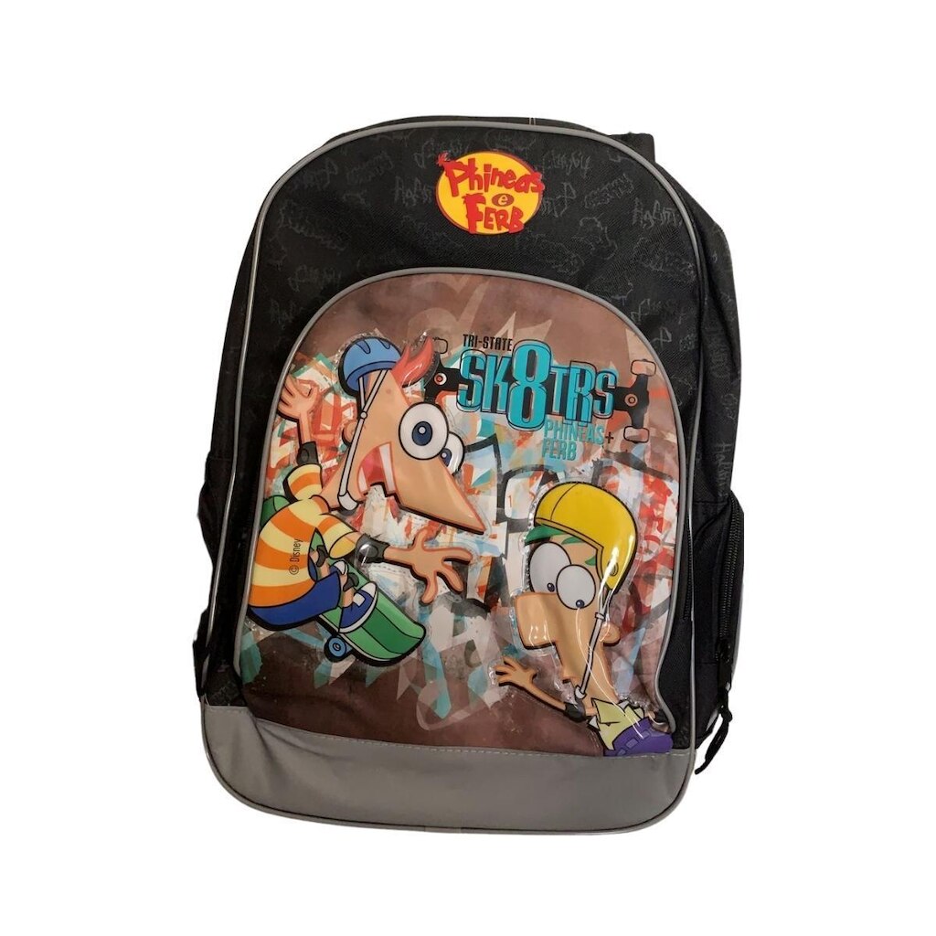 Mochilla DMW Phineas e Ferb Infantil Masculino  - Preta