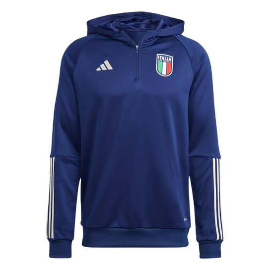 Moletinho Capuz Tiro 23 Itália Adidas - Azul Menor preço em Moletinho Capuz Tiro 23 Itália Adidas - Azul