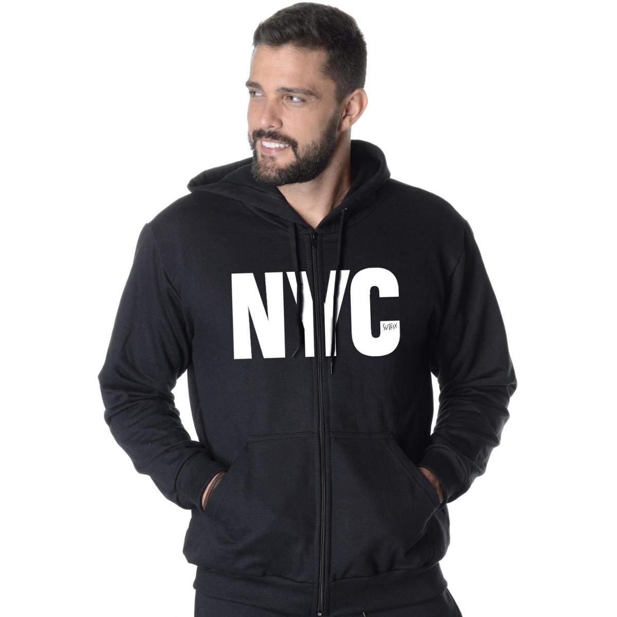 MOLETOM ABERTO ESTAMPA NEW YORK CITY BRANCO