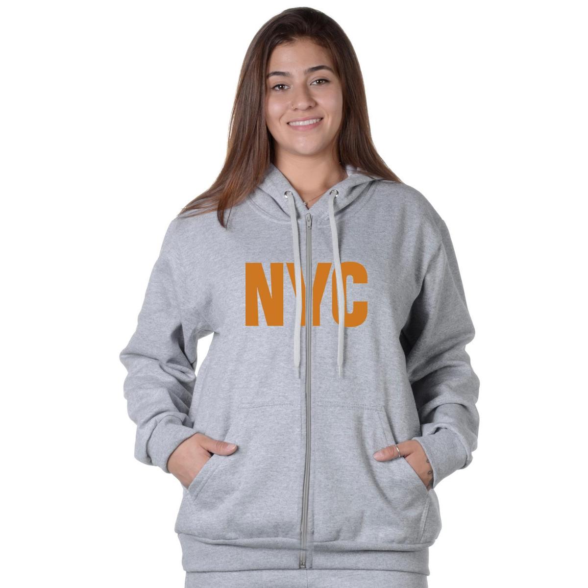 MOLETOM ABERTO ESTAMPA NEW YORK CITY DOURADO