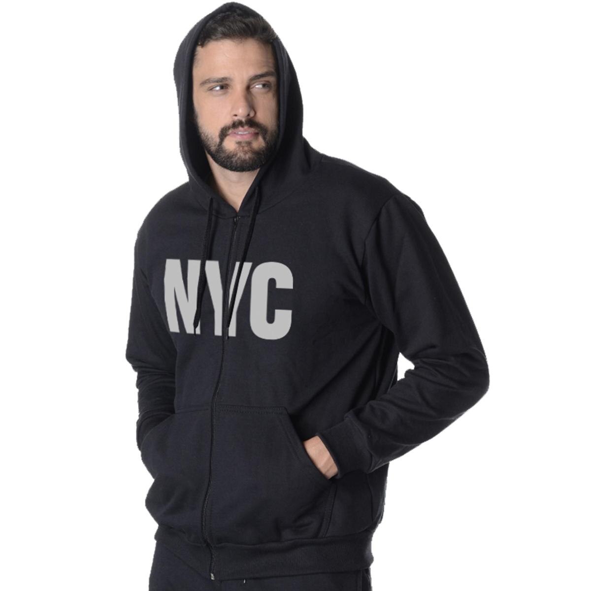 MOLETOM ABERTO ESTAMPA NEW YORK CITY PRATA