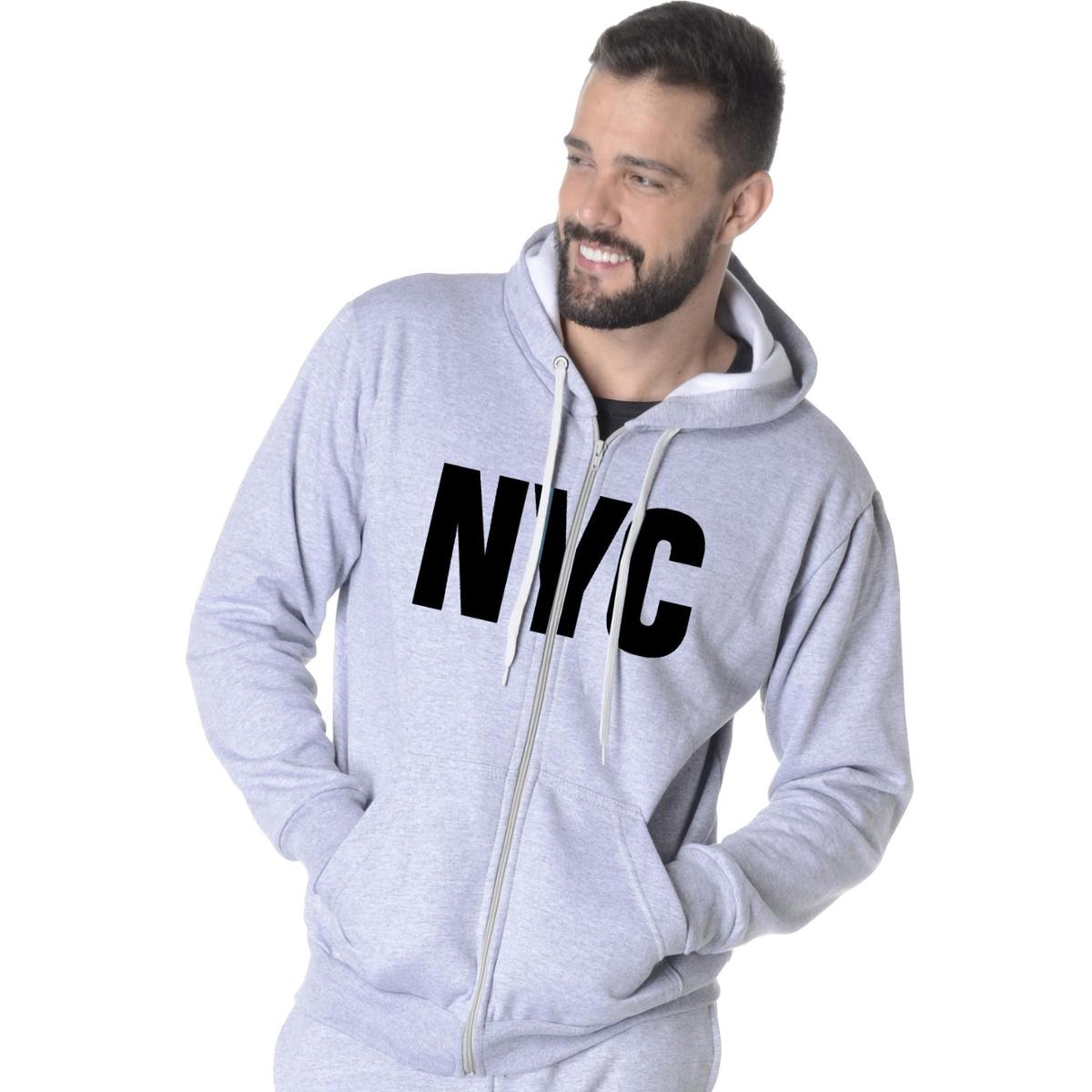 MOLETOM ABERTO ESTAMPA NEW YORK CITY PRETO