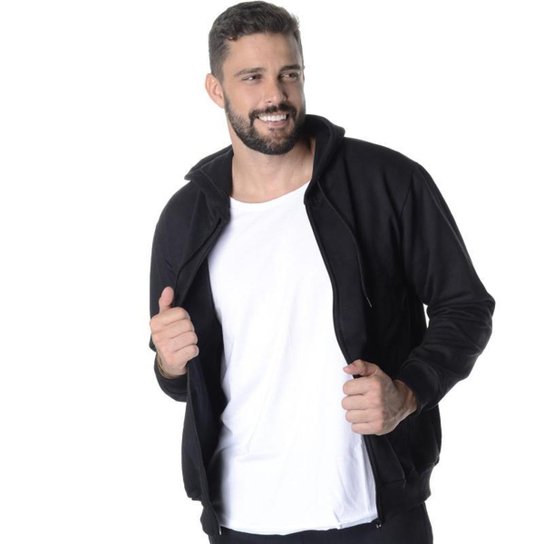 Moletom Aberto Suffix Canguro Com Bolso E Capuz Masculino - Preto Menor preço em Moletom Aberto Suffix Canguro Com Bolso E Capuz Masculino - Preto