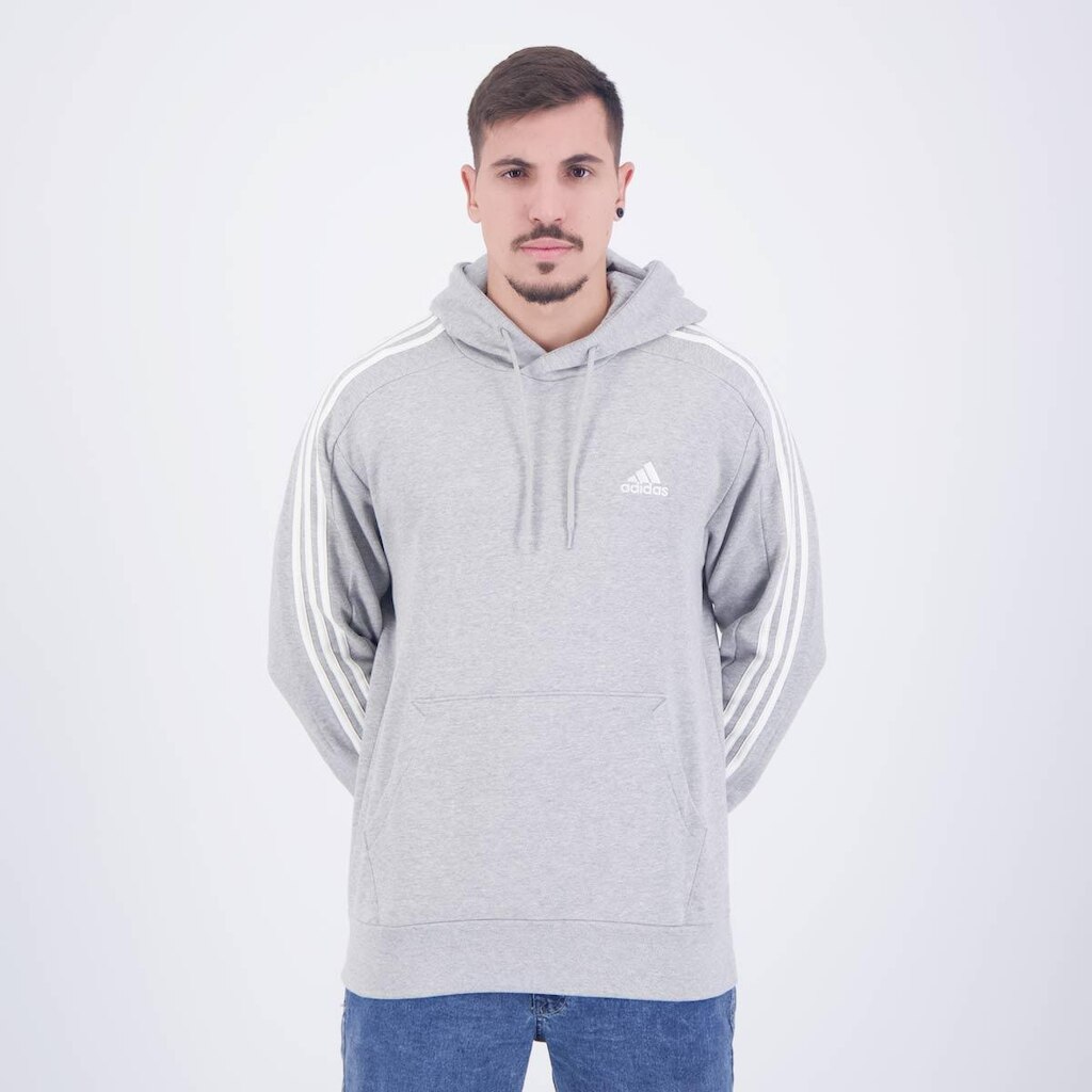 Moletom Adidas 3 Listras Cinza