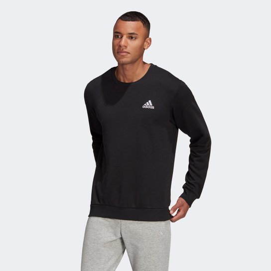Moletom Adidas Essentials Embroidered Small Logo Masculina - Preto+Branco Menor preço em Moletom Adidas Essentials Embroidered Small Logo Masculina - Preto+Branco