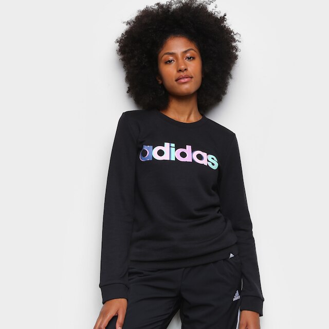 Moletom Adidas Essentials Linear Feminino - Preto Menor preço em Moletom Adidas Essentials Linear Feminino - Preto
