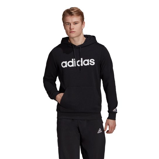 Moletom Adidas Logo Linear Com Capuz Masculino - Preto+Branco é ruim? Moletom Adidas Logo Linear Com Capuz Masculino - Preto+Branco é boa?