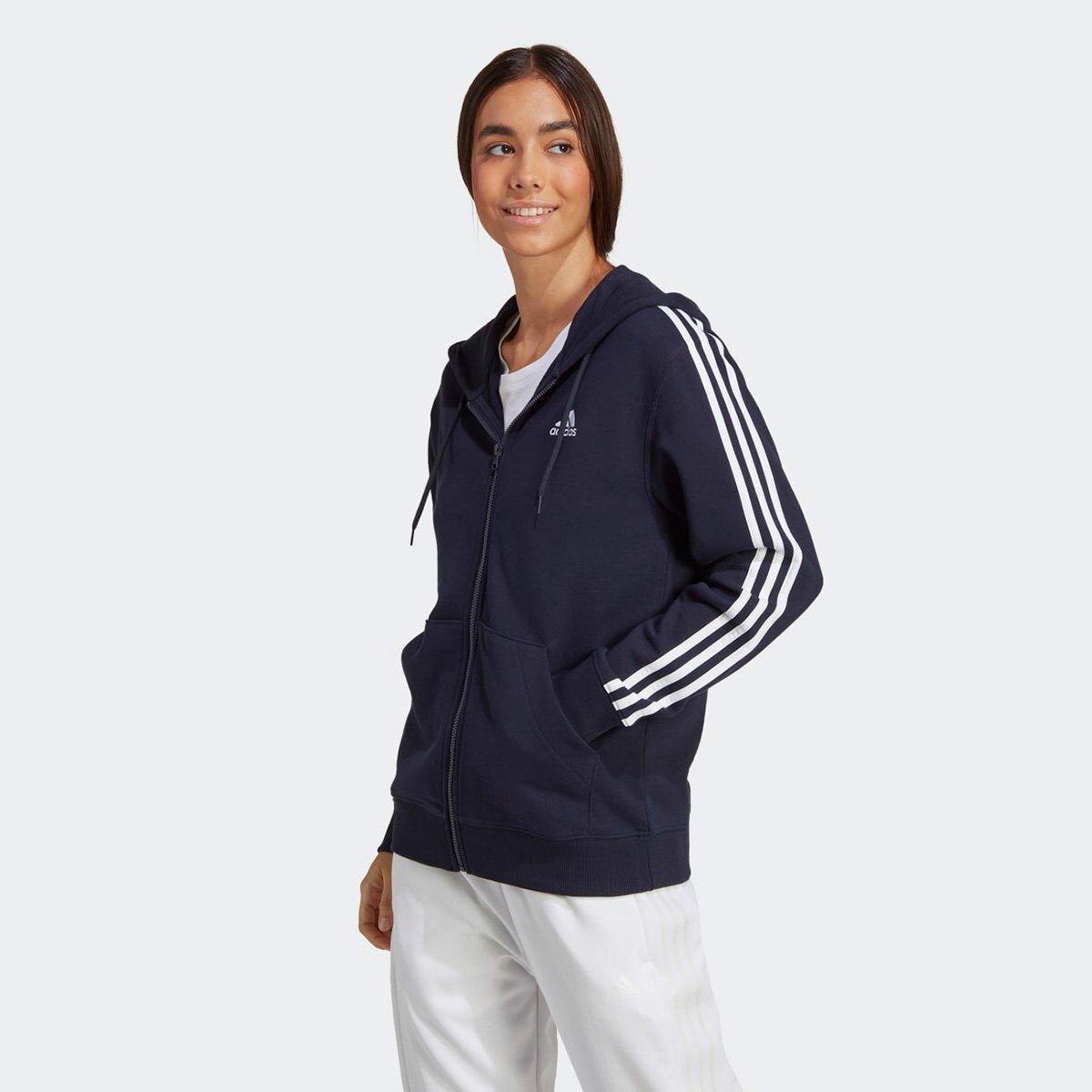 Moletom Adidas Top 3 Listras Com Capuz Feminino Menor preço em Moletom Adidas Top 3 Listras Com Capuz Feminino