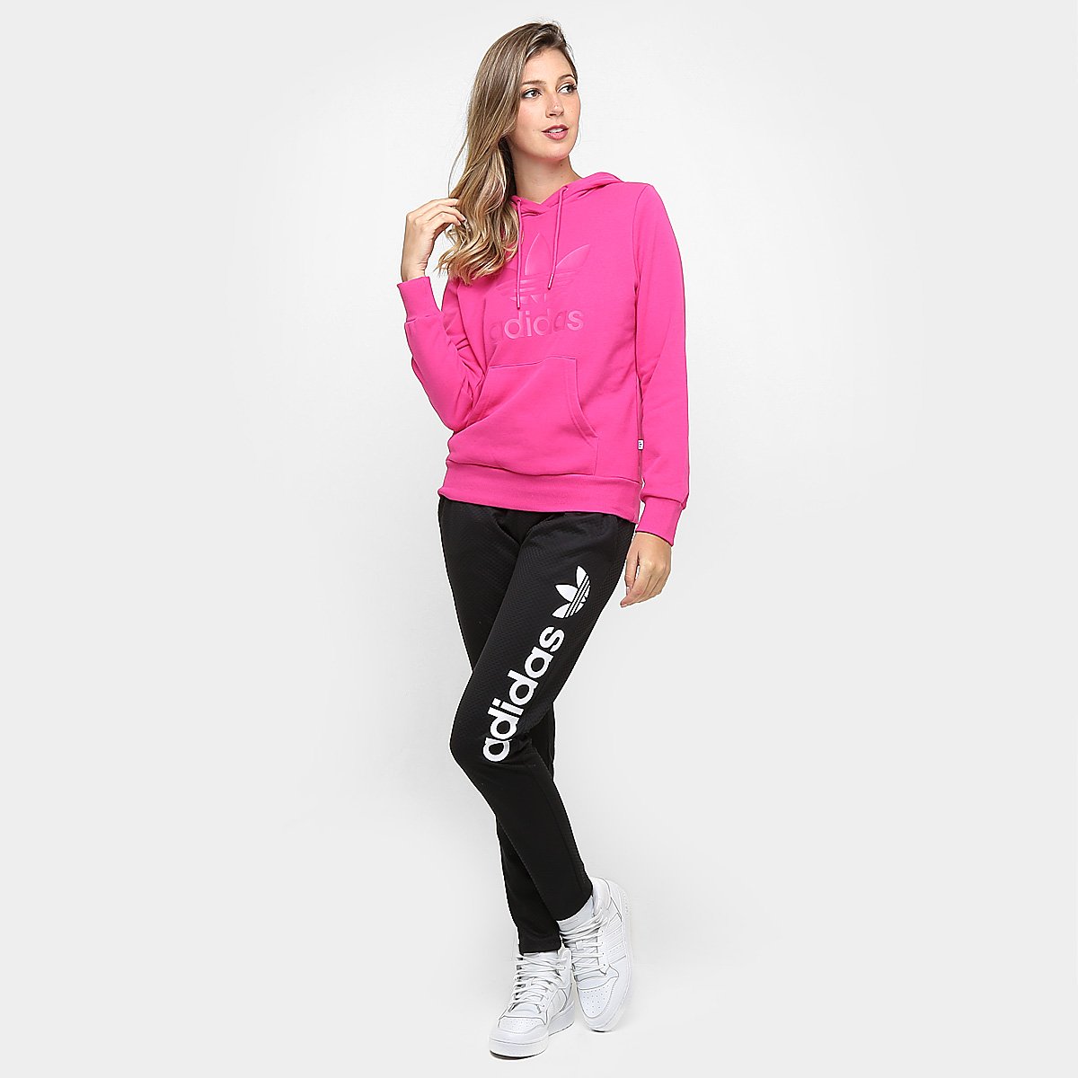 adidas trefoil moletom com capuz pink