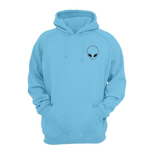 Moletom Algodão Masculino Capuz Bolso Canguru Casual - Azul Claro
