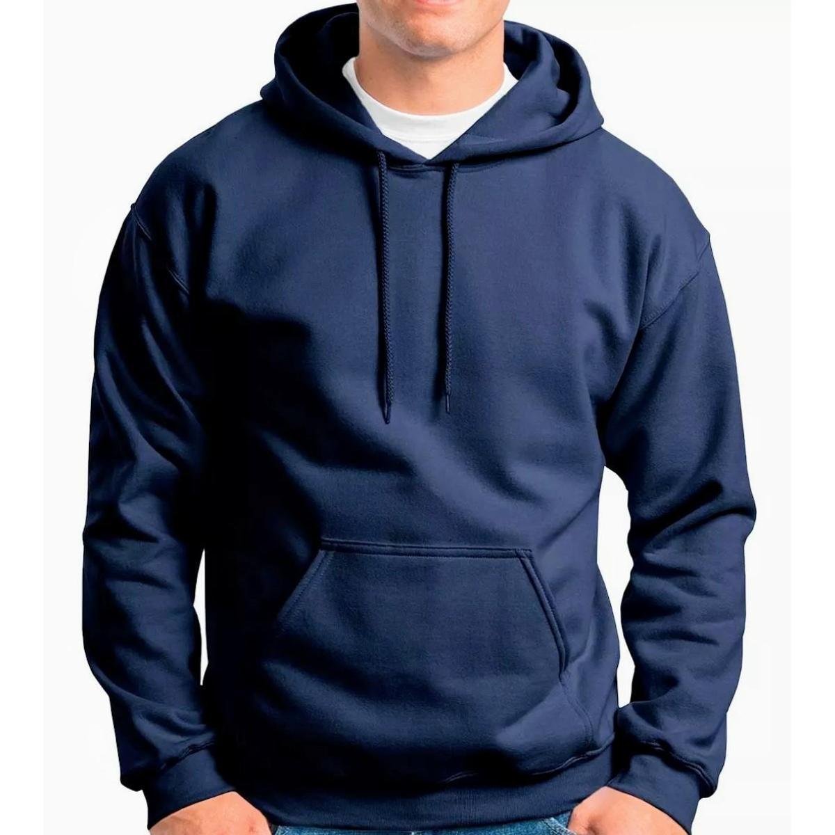 Blusa Moletom Canguru Moletom Azul Marinho Moletom Azul Marinho