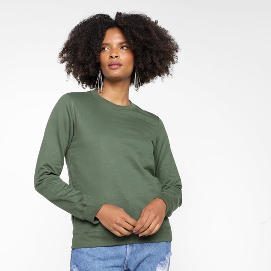 Moletom Basicamente Liso Feminino - Verde