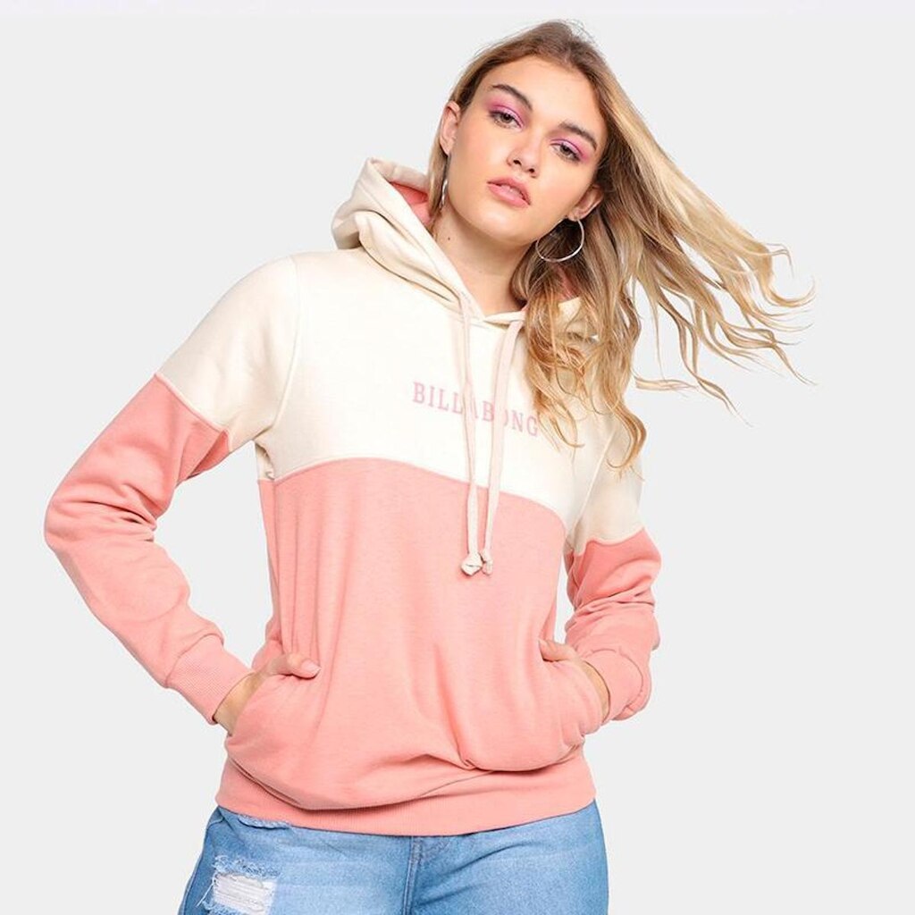 Moletom Billabong Feminino Canguru Areia/Rosa